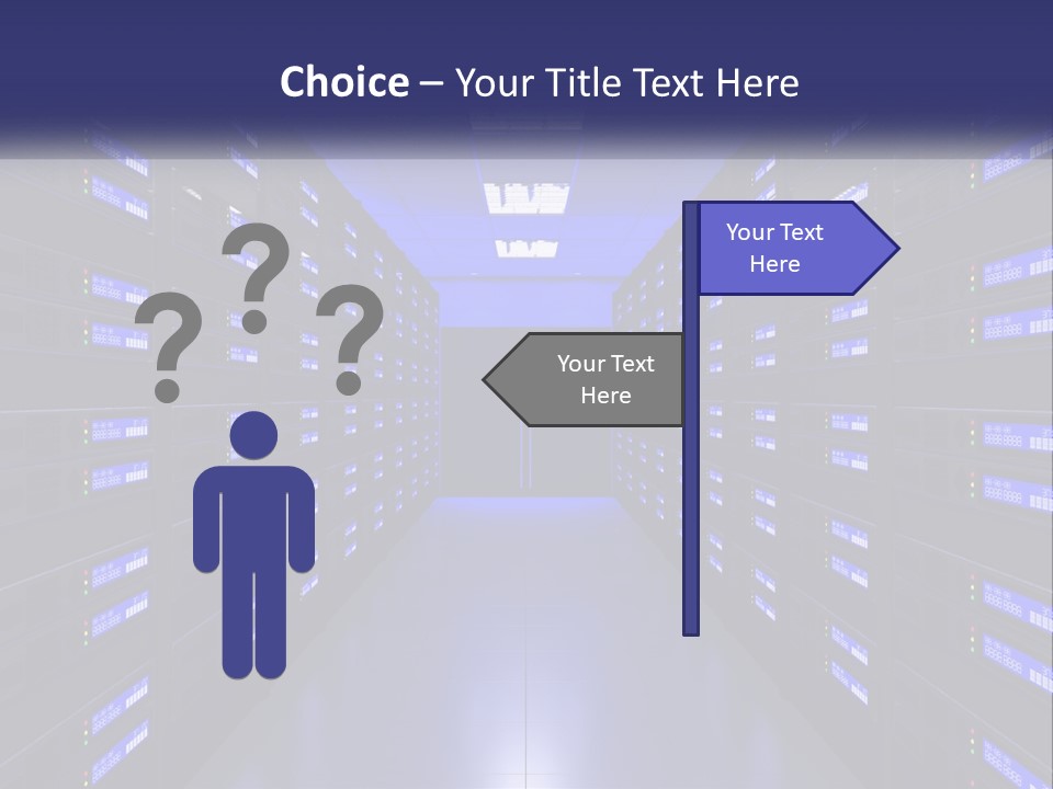 A Large Room Filled With Lots Of Blue Lights PowerPoint Template
