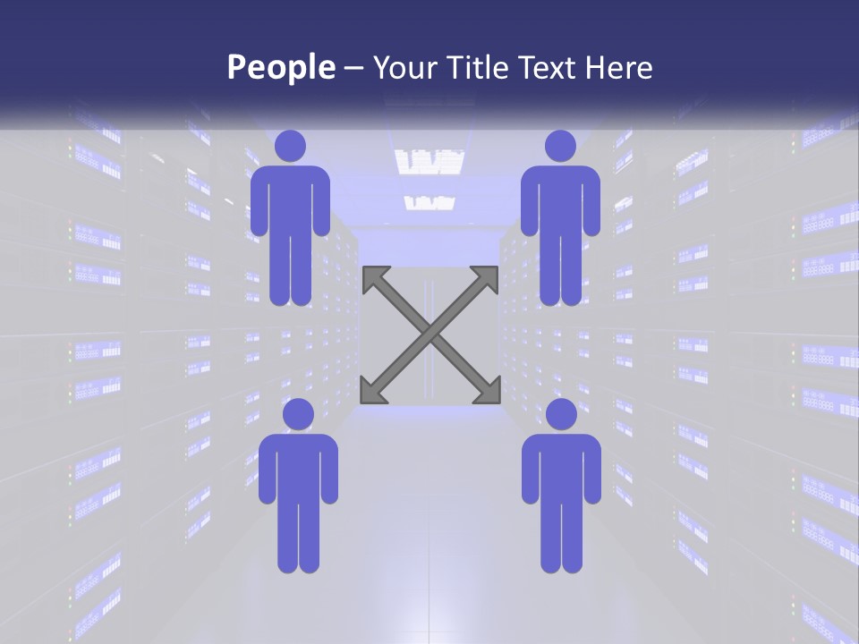 A Large Room Filled With Lots Of Blue Lights PowerPoint Template