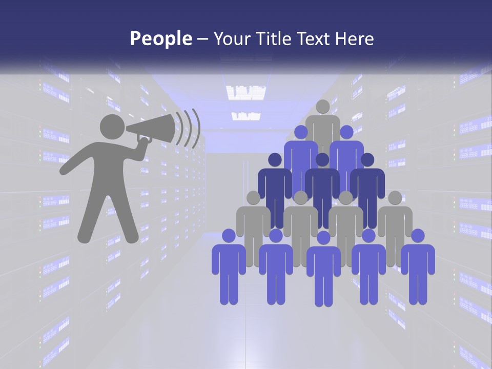 A Large Room Filled With Lots Of Blue Lights PowerPoint Template