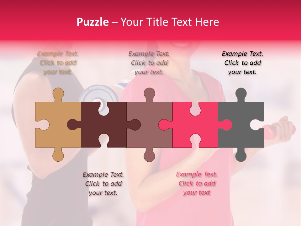 A Man And A Woman Are Holding Dumbs PowerPoint Template