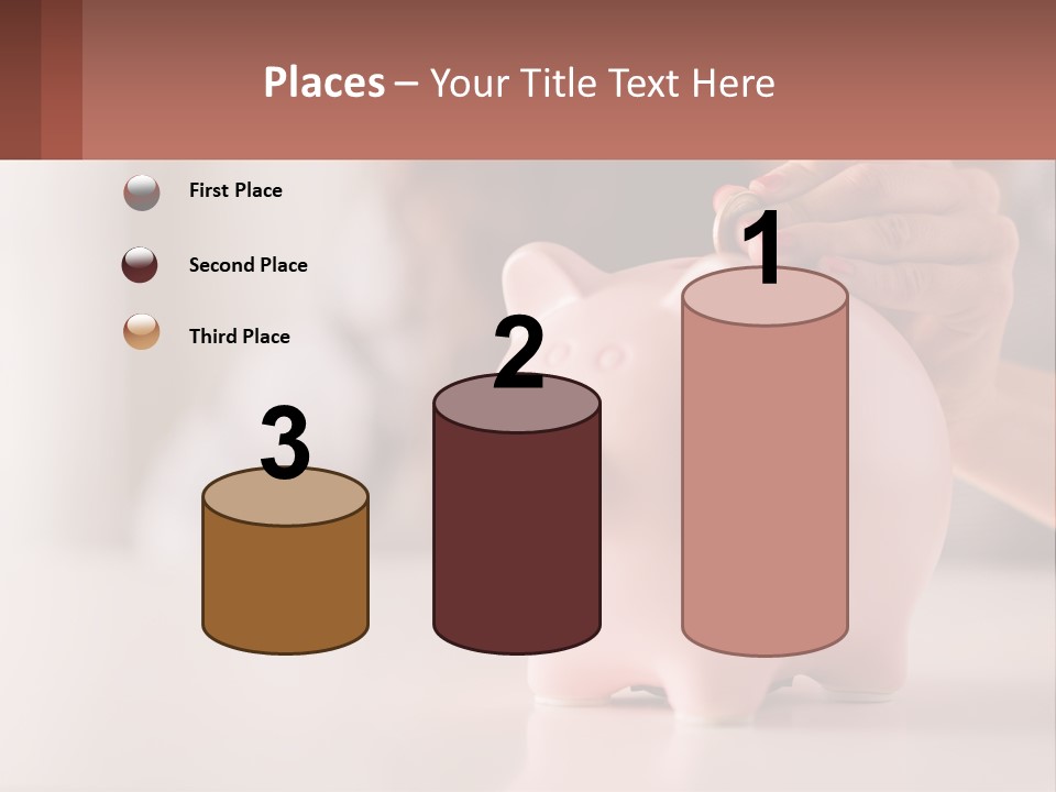 A Woman Putting A Coin Into A Pink Piggy Bank PowerPoint Template