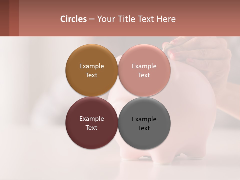 A Woman Putting A Coin Into A Pink Piggy Bank PowerPoint Template