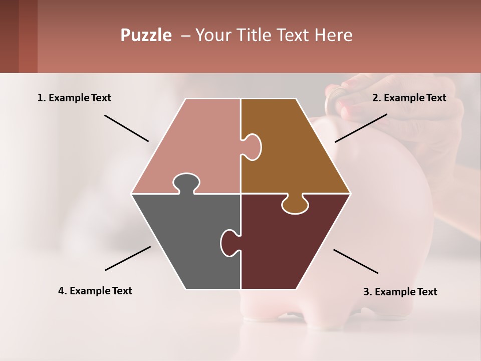 A Woman Putting A Coin Into A Pink Piggy Bank PowerPoint Template