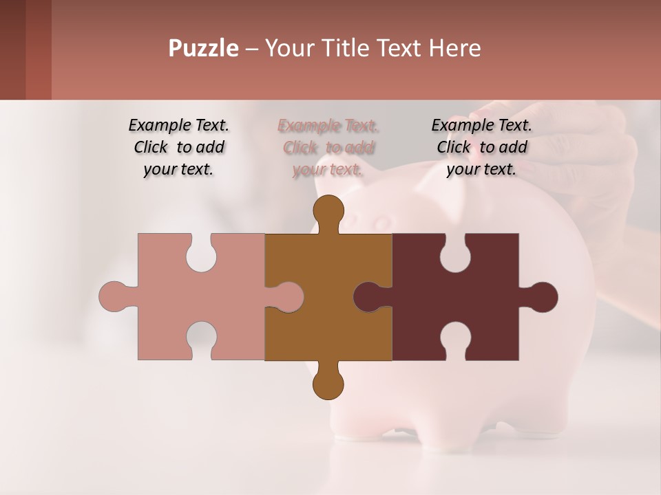 A Woman Putting A Coin Into A Pink Piggy Bank PowerPoint Template