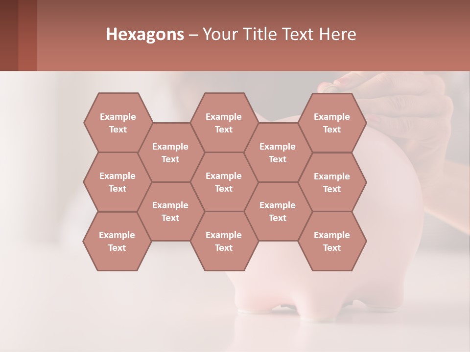 A Woman Putting A Coin Into A Pink Piggy Bank PowerPoint Template