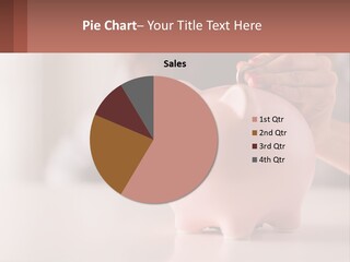 A Woman Putting A Coin Into A Pink Piggy Bank PowerPoint Template