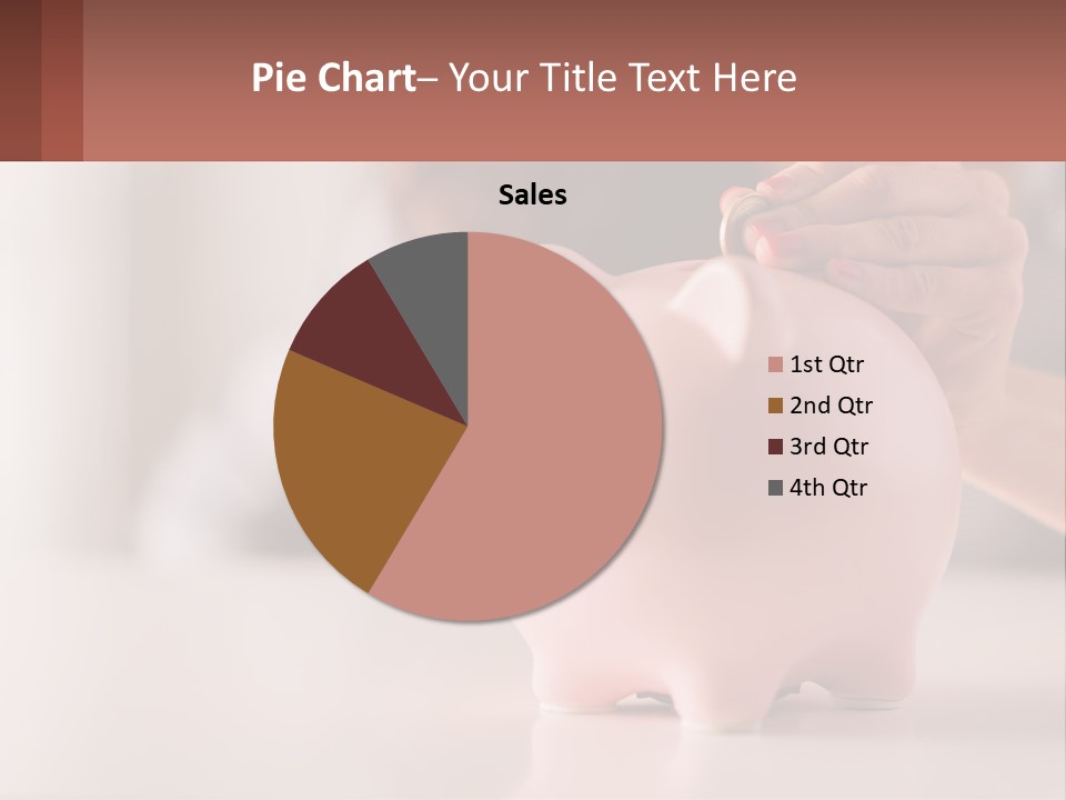 A Woman Putting A Coin Into A Pink Piggy Bank PowerPoint Template