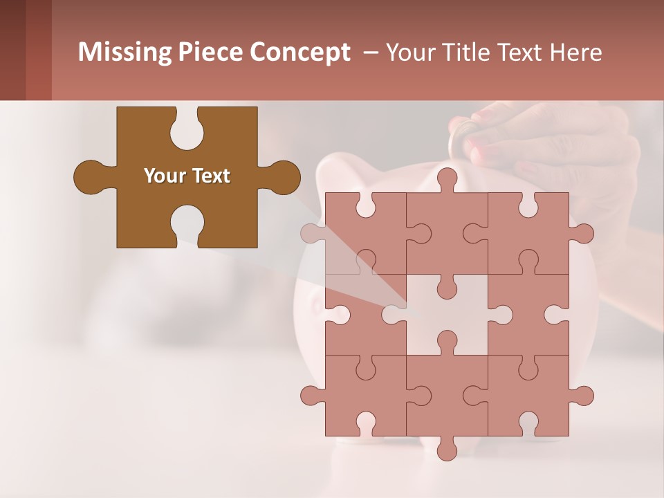 A Woman Putting A Coin Into A Pink Piggy Bank PowerPoint Template