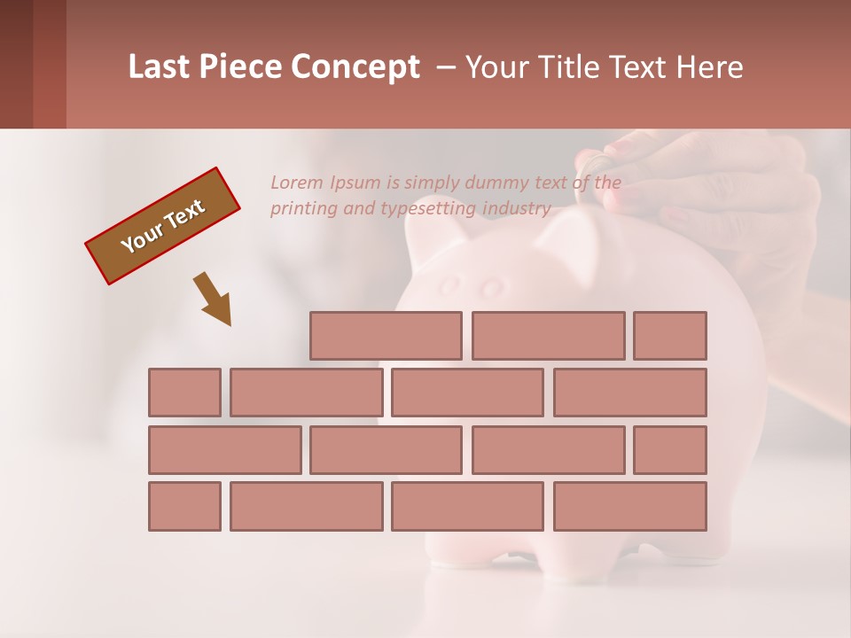 A Woman Putting A Coin Into A Pink Piggy Bank PowerPoint Template
