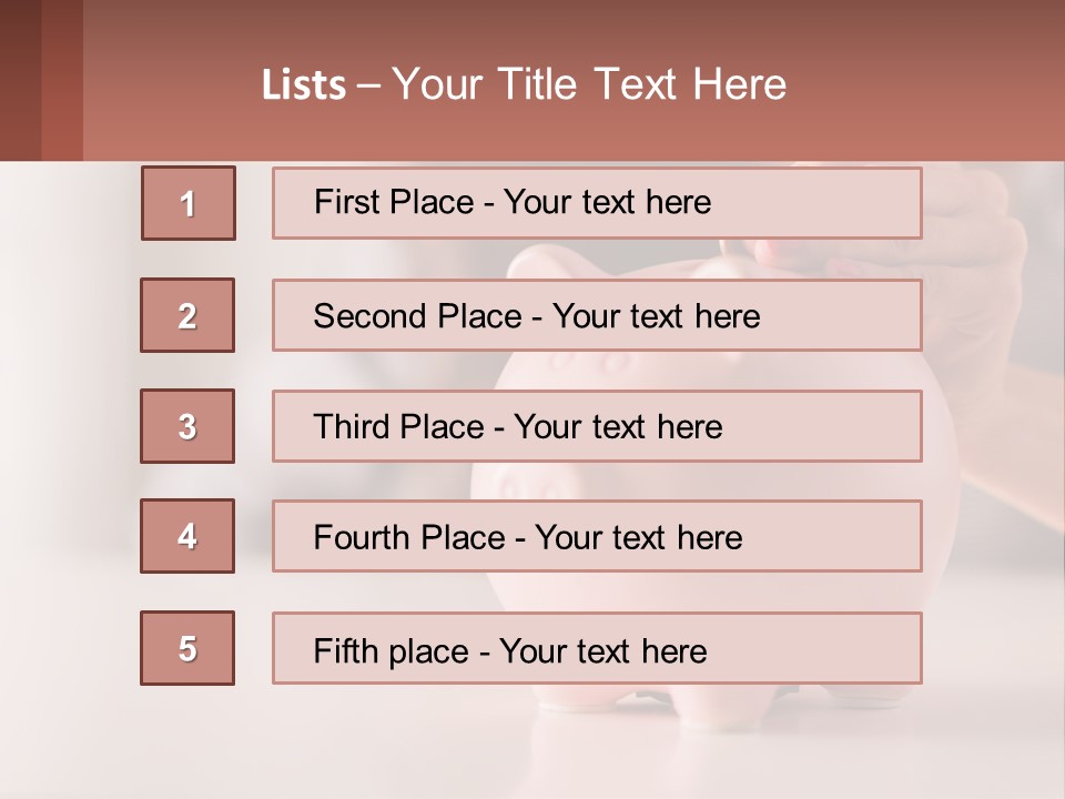 A Woman Putting A Coin Into A Pink Piggy Bank PowerPoint Template