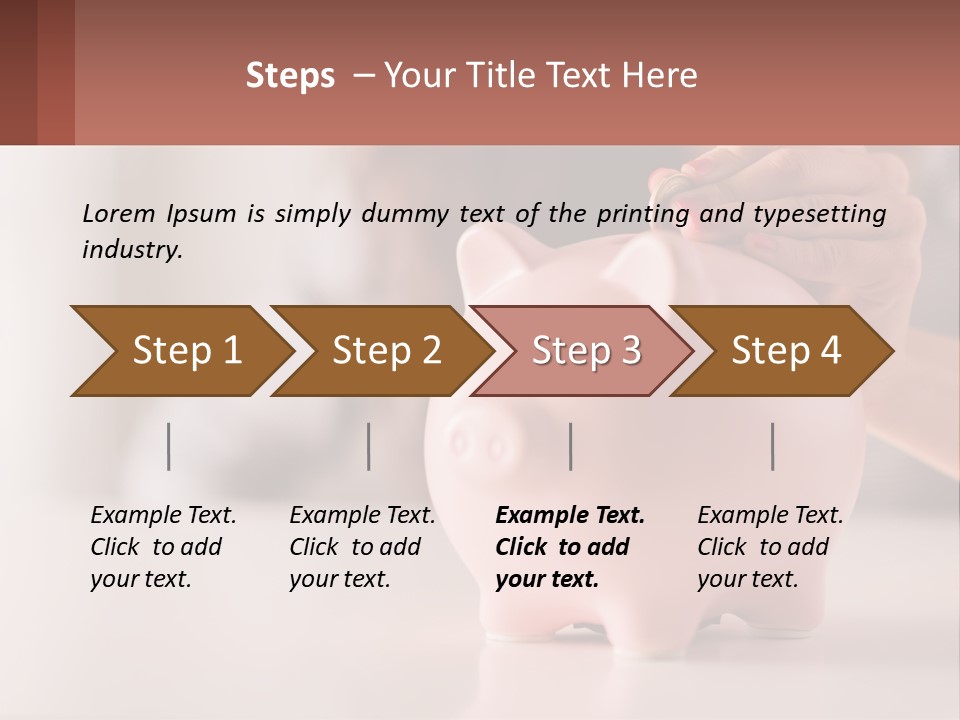 A Woman Putting A Coin Into A Pink Piggy Bank PowerPoint Template