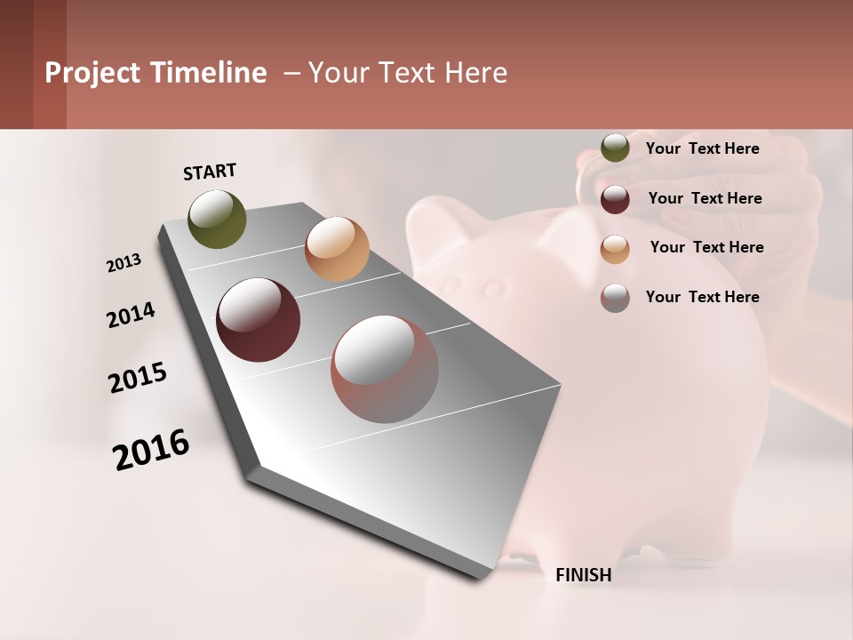 A Woman Putting A Coin Into A Pink Piggy Bank PowerPoint Template