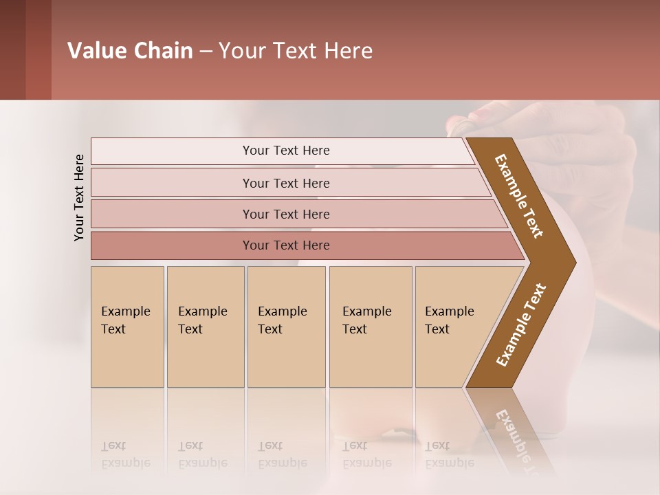 A Woman Putting A Coin Into A Pink Piggy Bank PowerPoint Template
