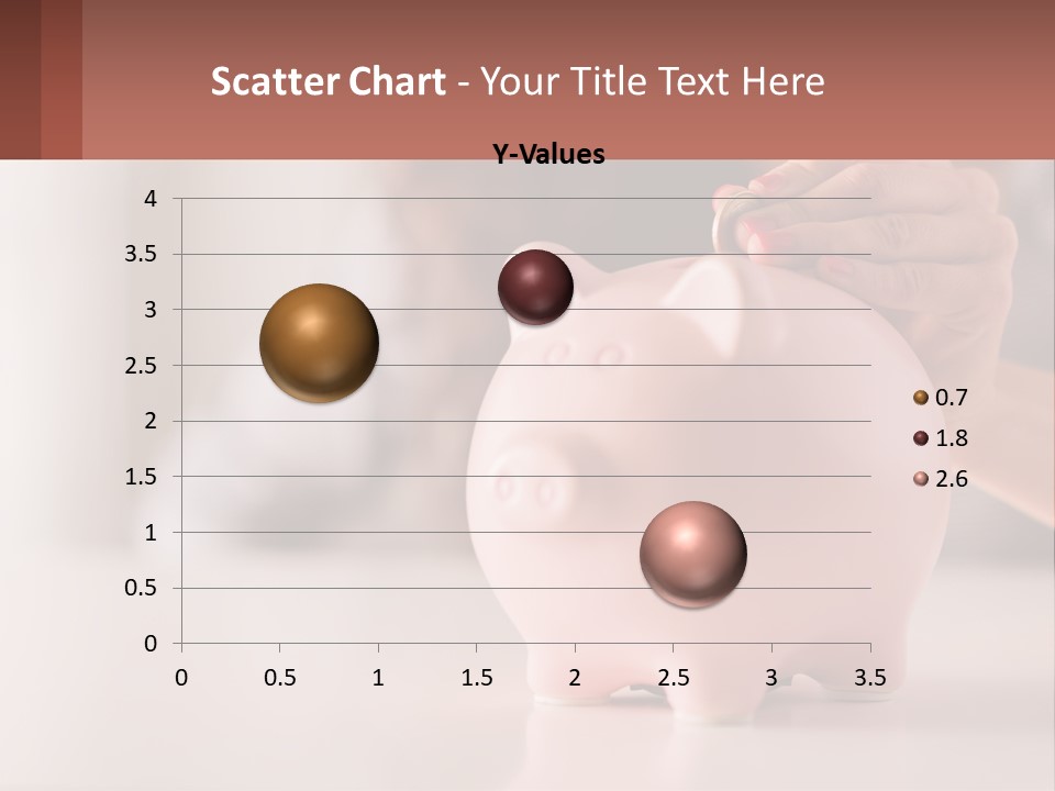 A Woman Putting A Coin Into A Pink Piggy Bank PowerPoint Template