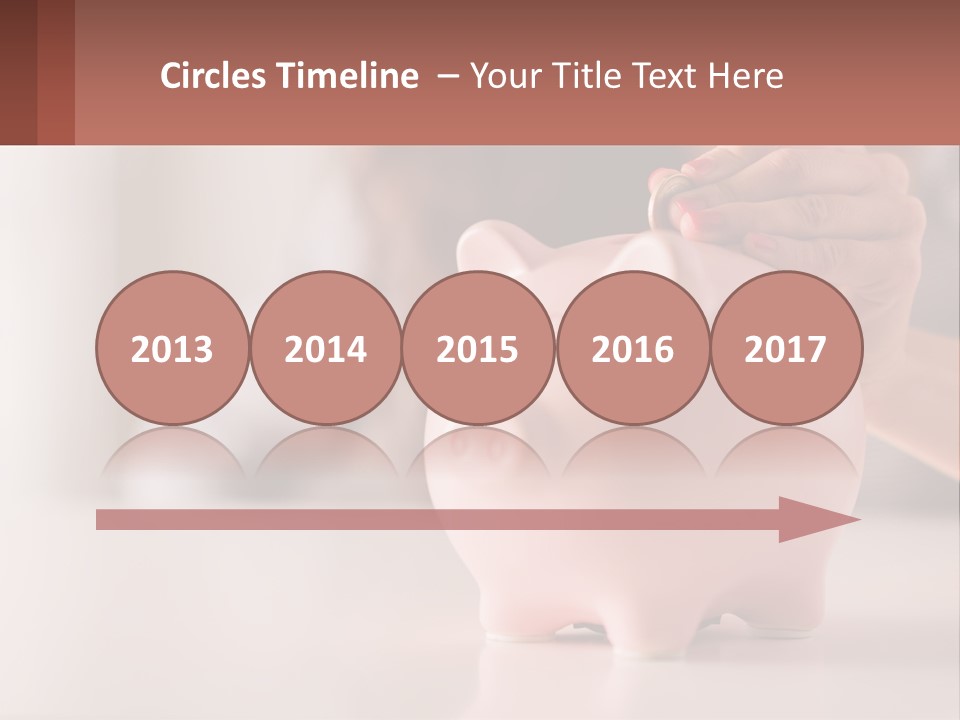 A Woman Putting A Coin Into A Pink Piggy Bank PowerPoint Template