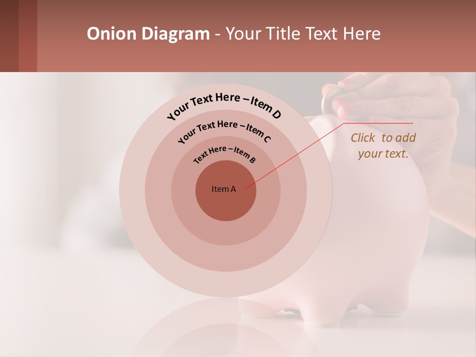A Woman Putting A Coin Into A Pink Piggy Bank PowerPoint Template