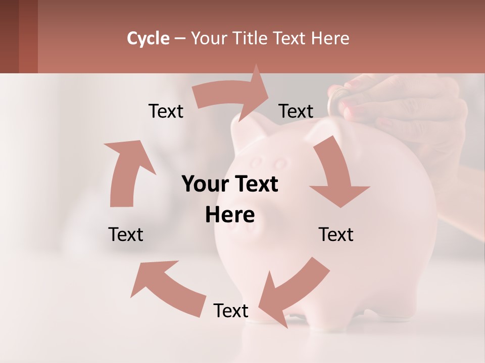 A Woman Putting A Coin Into A Pink Piggy Bank PowerPoint Template