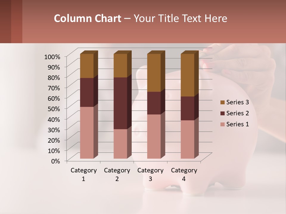 A Woman Putting A Coin Into A Pink Piggy Bank PowerPoint Template
