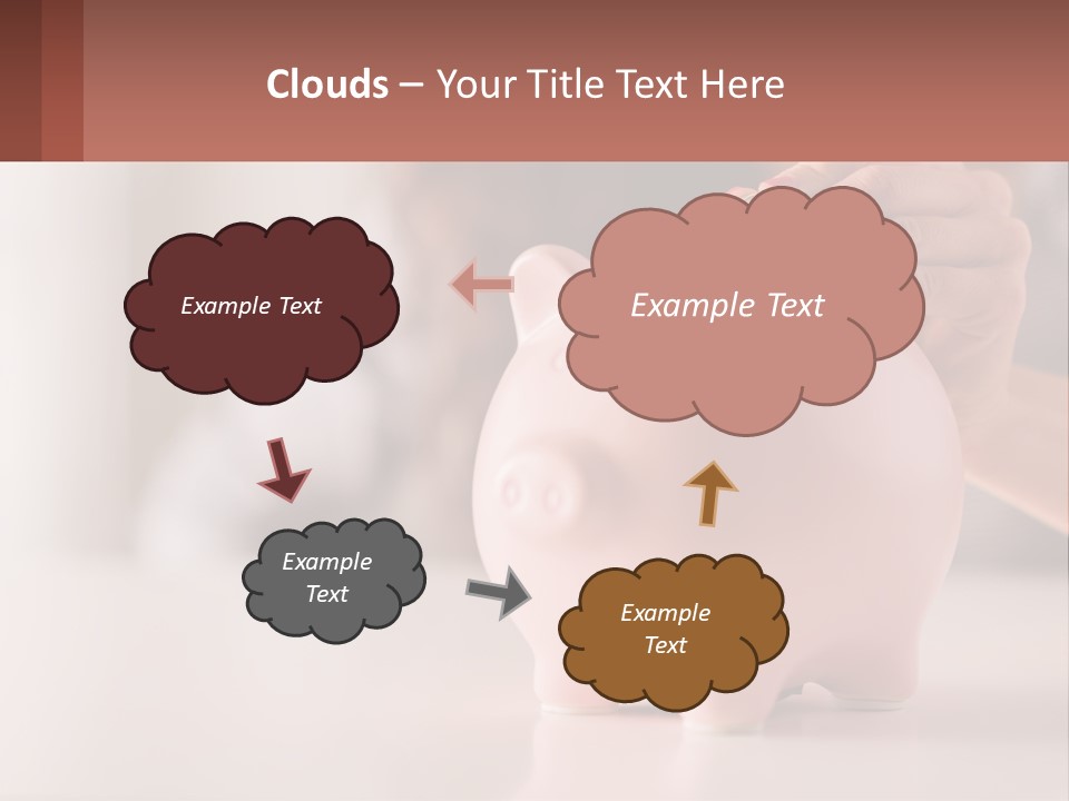 A Woman Putting A Coin Into A Pink Piggy Bank PowerPoint Template