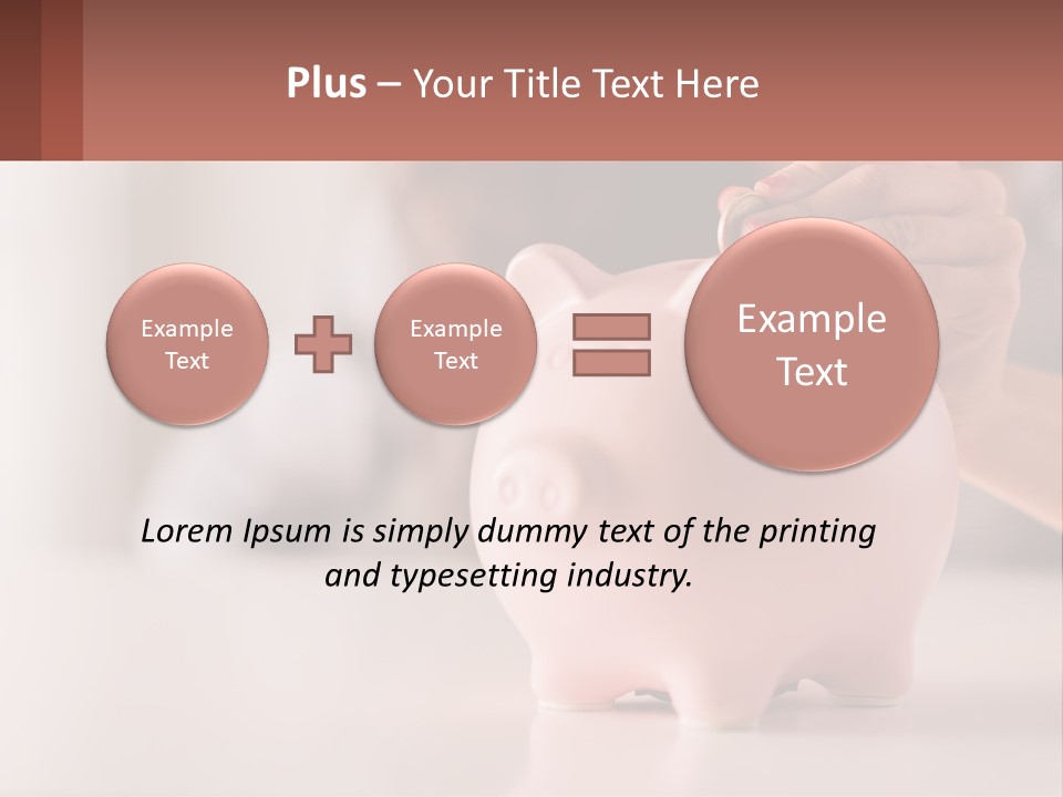 A Woman Putting A Coin Into A Pink Piggy Bank PowerPoint Template