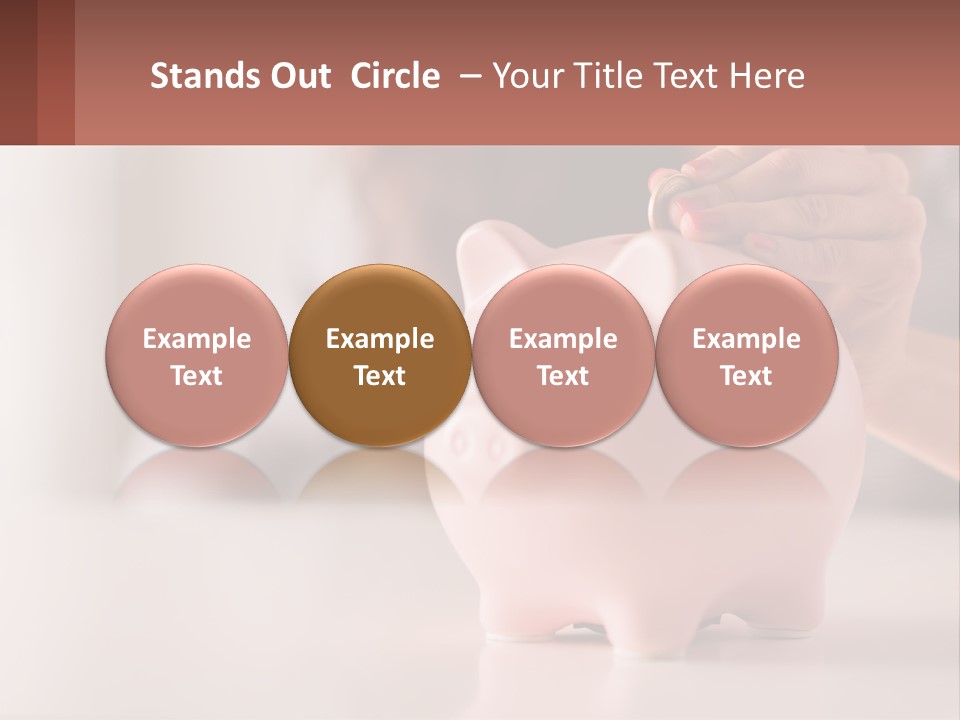 A Woman Putting A Coin Into A Pink Piggy Bank PowerPoint Template
