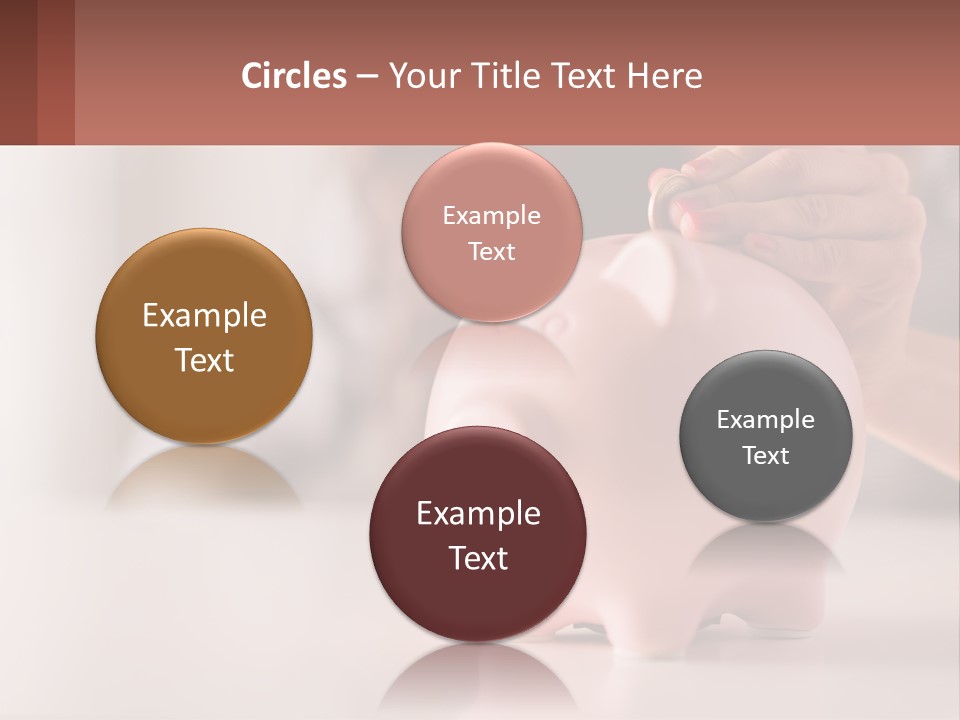 A Woman Putting A Coin Into A Pink Piggy Bank PowerPoint Template