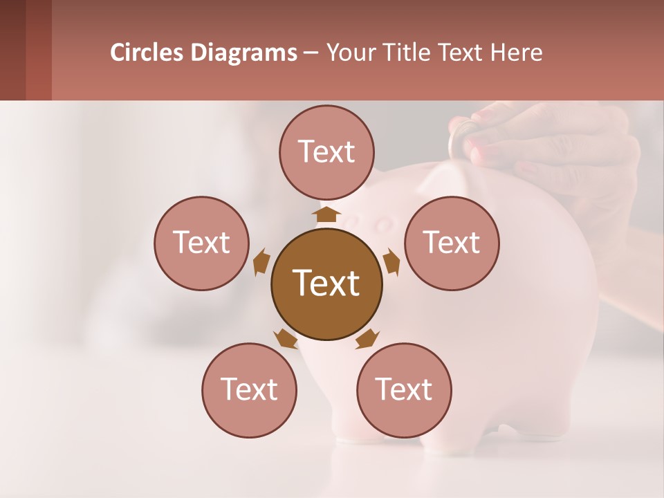 A Woman Putting A Coin Into A Pink Piggy Bank PowerPoint Template
