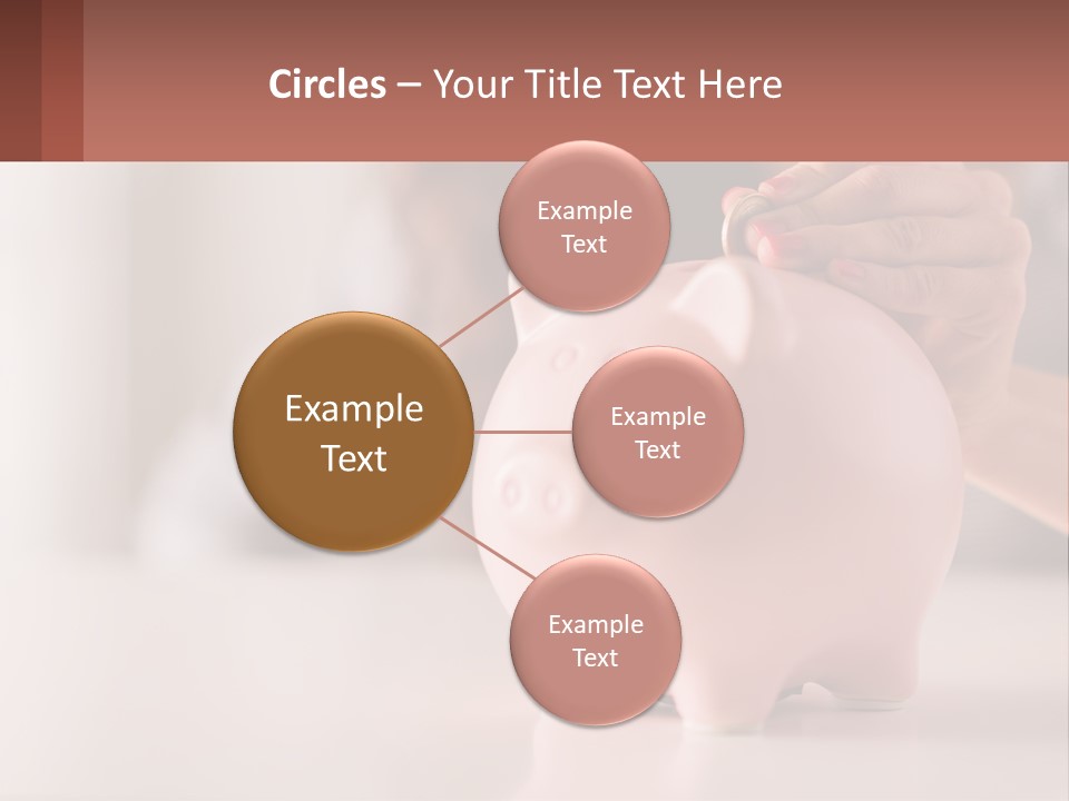 A Woman Putting A Coin Into A Pink Piggy Bank PowerPoint Template