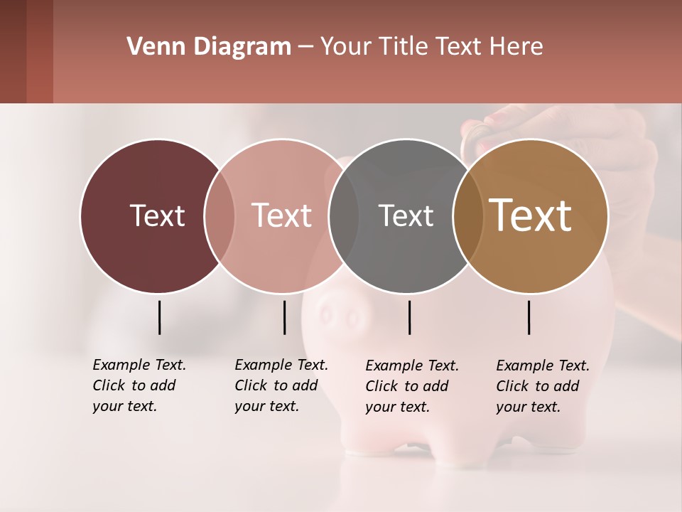 A Woman Putting A Coin Into A Pink Piggy Bank PowerPoint Template