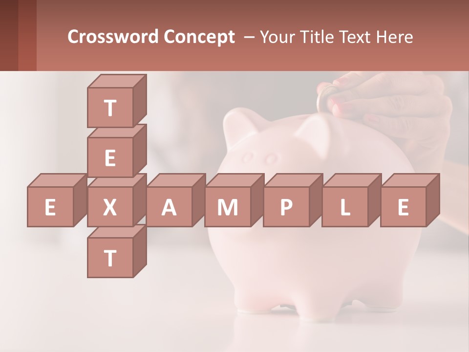 A Woman Putting A Coin Into A Pink Piggy Bank PowerPoint Template