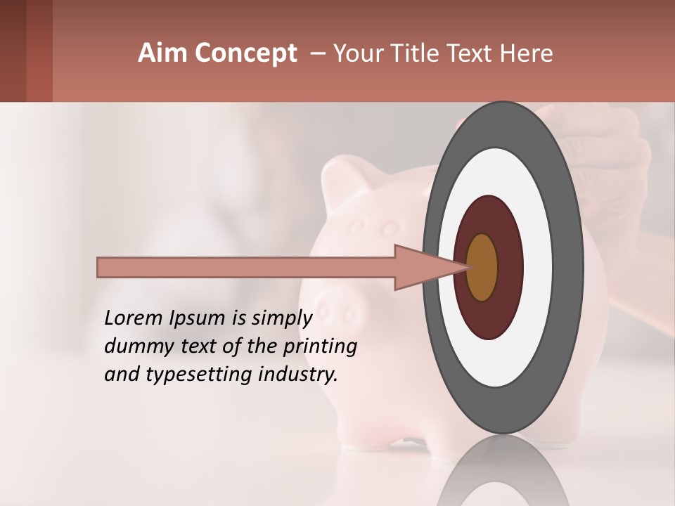 A Woman Putting A Coin Into A Pink Piggy Bank PowerPoint Template