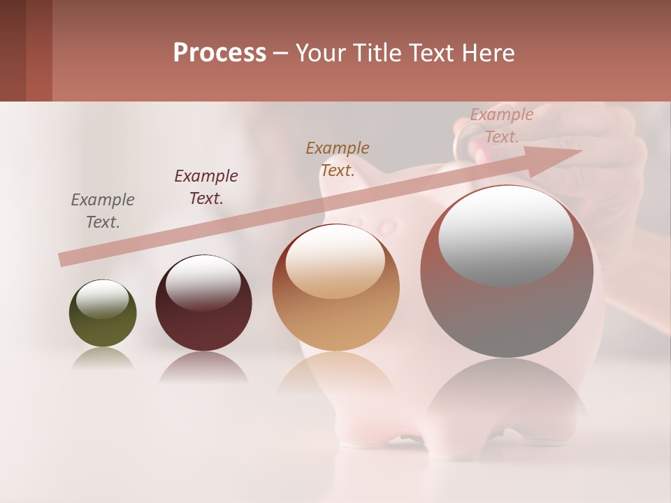 A Woman Putting A Coin Into A Pink Piggy Bank PowerPoint Template