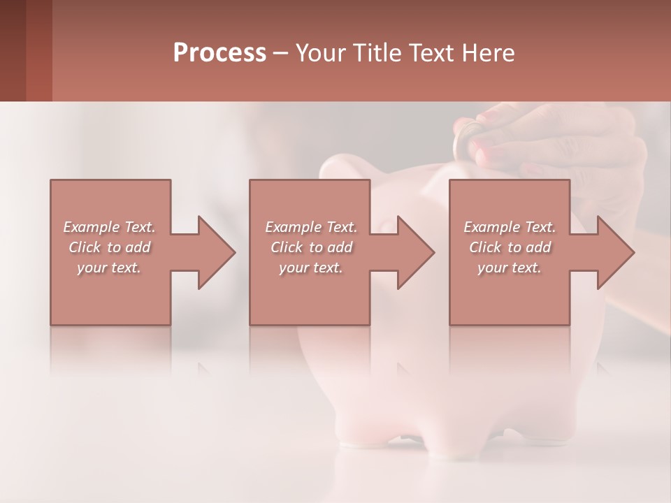 A Woman Putting A Coin Into A Pink Piggy Bank PowerPoint Template