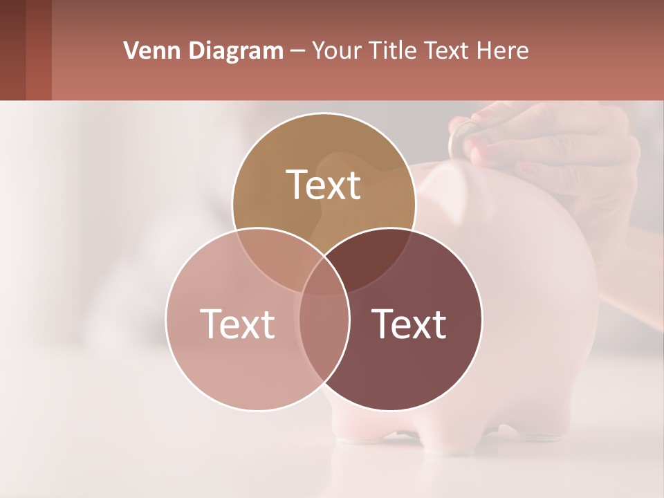 A Woman Putting A Coin Into A Pink Piggy Bank PowerPoint Template
