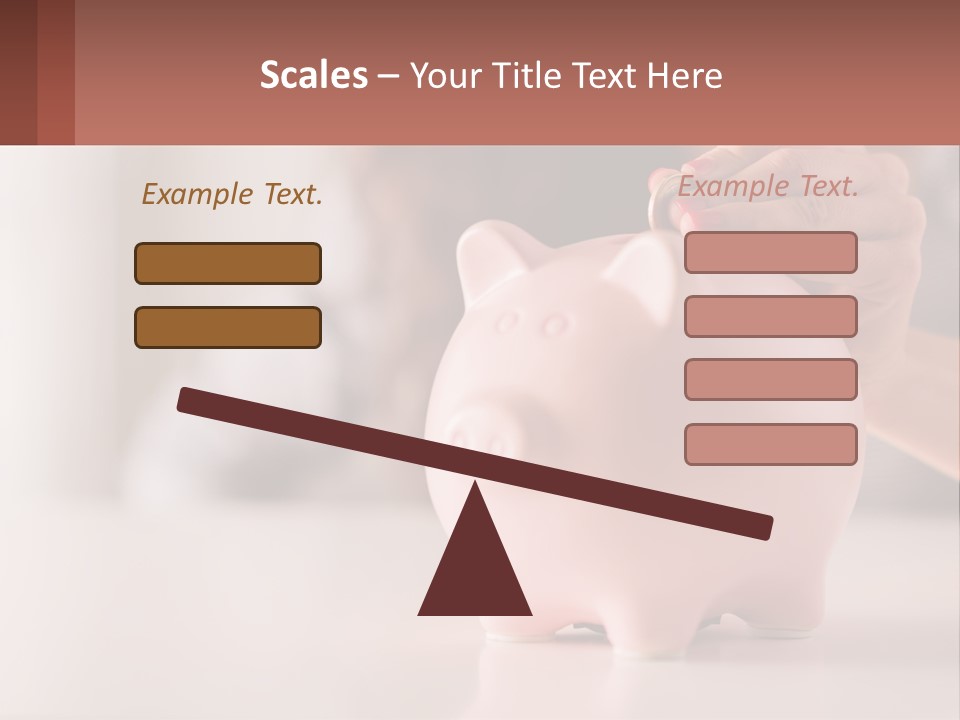 A Woman Putting A Coin Into A Pink Piggy Bank PowerPoint Template