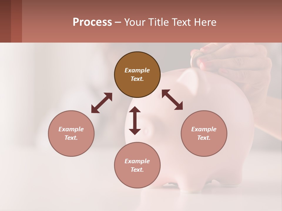A Woman Putting A Coin Into A Pink Piggy Bank PowerPoint Template