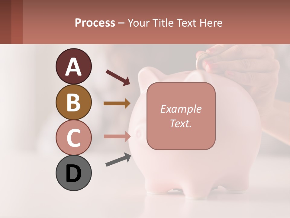 A Woman Putting A Coin Into A Pink Piggy Bank PowerPoint Template
