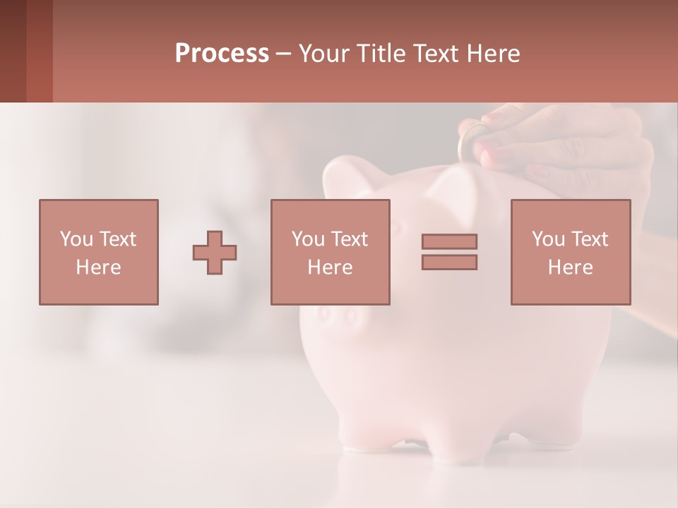 A Woman Putting A Coin Into A Pink Piggy Bank PowerPoint Template