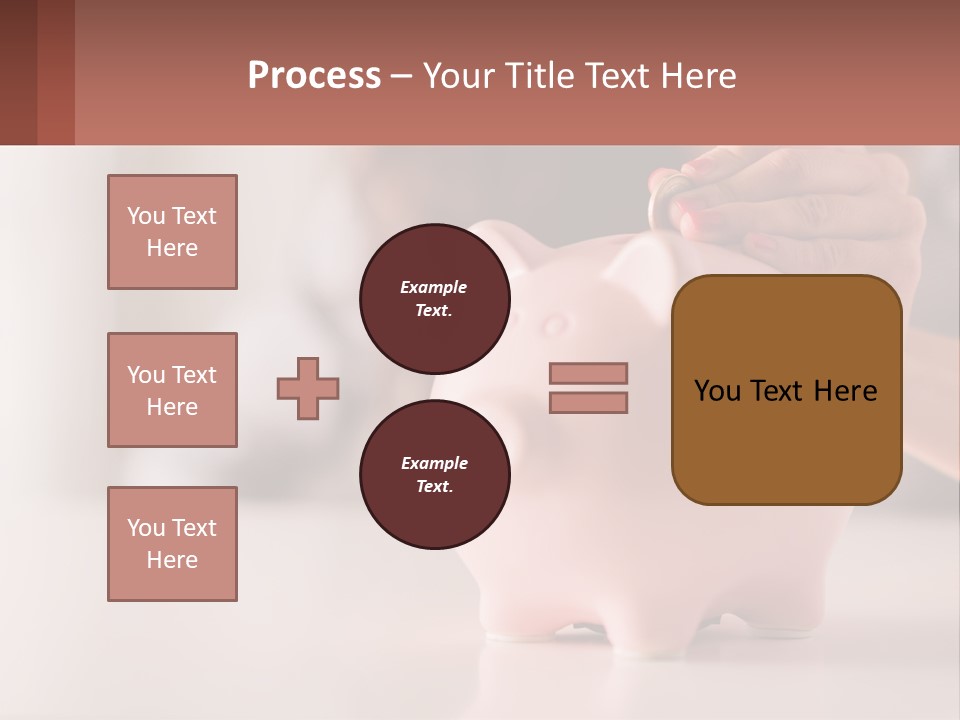A Woman Putting A Coin Into A Pink Piggy Bank PowerPoint Template
