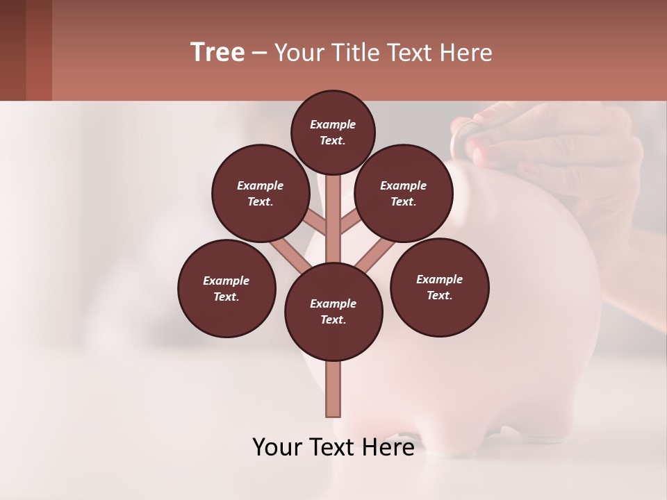 A Woman Putting A Coin Into A Pink Piggy Bank PowerPoint Template