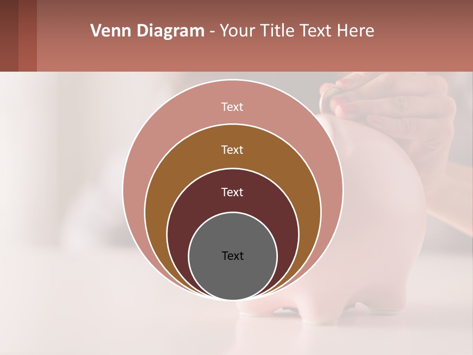 A Woman Putting A Coin Into A Pink Piggy Bank PowerPoint Template
