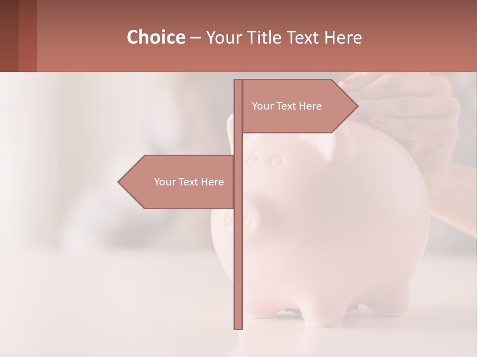A Woman Putting A Coin Into A Pink Piggy Bank PowerPoint Template
