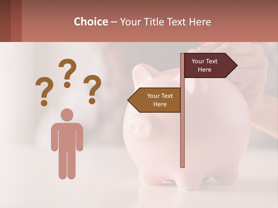 A Woman Putting A Coin Into A Pink Piggy Bank PowerPoint Template
