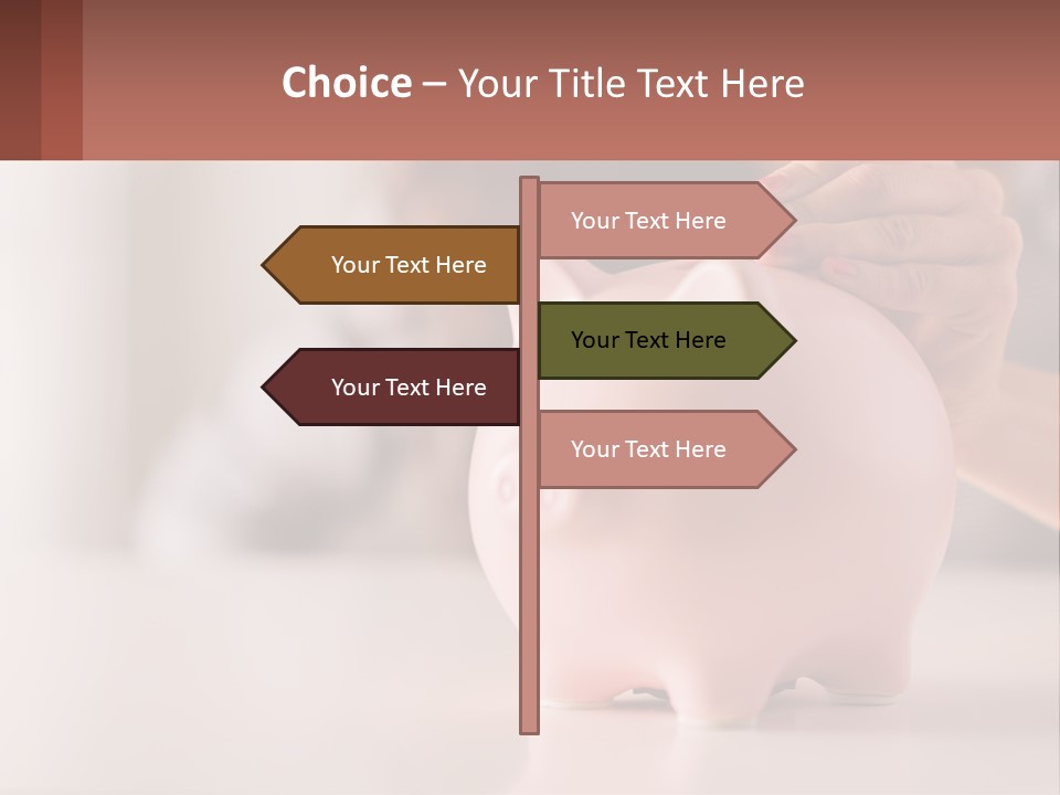A Woman Putting A Coin Into A Pink Piggy Bank PowerPoint Template