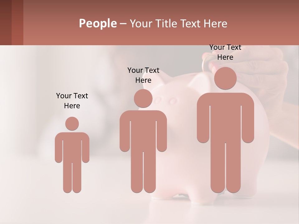 A Woman Putting A Coin Into A Pink Piggy Bank PowerPoint Template