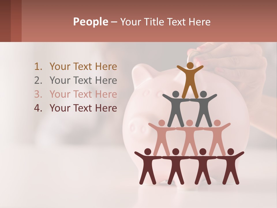 A Woman Putting A Coin Into A Pink Piggy Bank PowerPoint Template