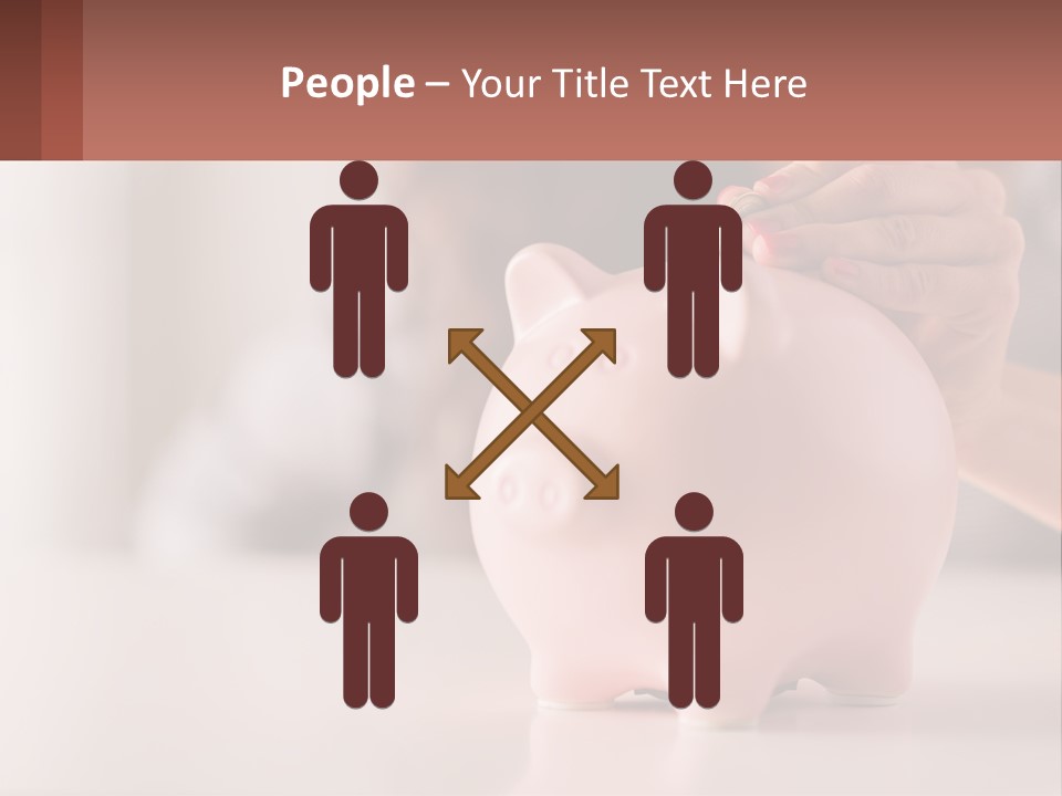 A Woman Putting A Coin Into A Pink Piggy Bank PowerPoint Template
