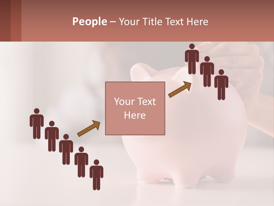 A Woman Putting A Coin Into A Pink Piggy Bank PowerPoint Template