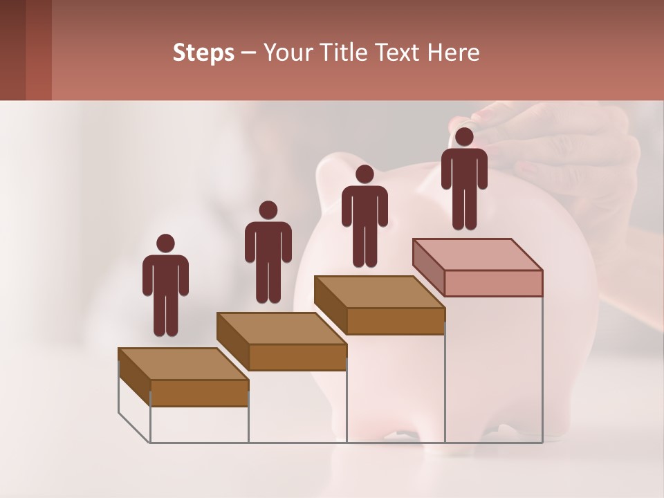 A Woman Putting A Coin Into A Pink Piggy Bank PowerPoint Template