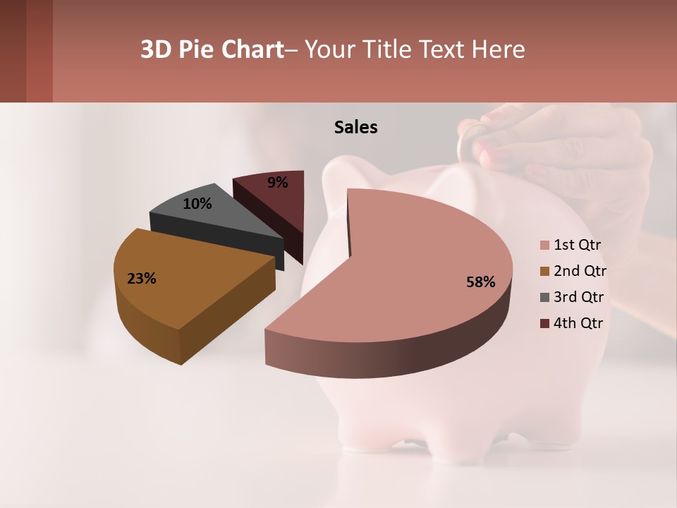 A Woman Putting A Coin Into A Pink Piggy Bank PowerPoint Template